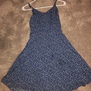 Blue and white flower print dress